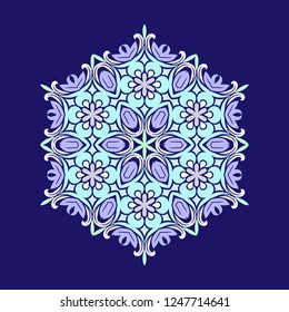 Flat design with abstract snowflakes isolated on colors background. Vector snowflakes background. Vector illustration. Used shades Pressed Rose