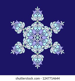 Flat design with abstract snowflakes isolated on colors background. Vector snowflakes background. Vector illustration. Used shades Pressed Rose