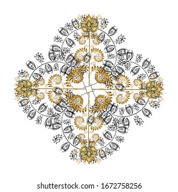 Flat design with abstract snowflakes isolated on colors background. Vector illustration. Snowflakes pattern. Vector snowflakes background. Snowflake colorful pattern.