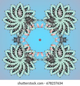 Flat design with abstract snowflakes isolated on colors background. Vector illustration. Vector snowflakes background. Snowflake colorful pattern. Snowflakes pattern.