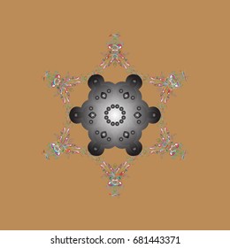 Flat design with abstract snowflakes isolated on colors background. Vector snowflakes background. Snowflake colorful pattern. Vector illustration. Snowflakes pattern.