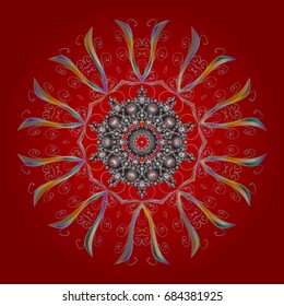 Flat design with abstract snowflakes isolated on colorful background. Vector illustration. Snowflake ornamental pattern. Snowflakes pattern. Snowflakes background.