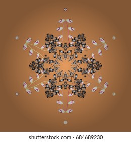 Flat design with abstract snowflakes isolated on colors background. Vector illustration. Snowflakes pattern. Vector snowflakes background. Snowflake colorful pattern.