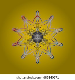 Flat design with abstract snowflakes isolated on colors background. Snowflake colorful pattern. Vector illustration. Vector snowflakes background. Snowflakes pattern.