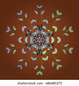 Flat design with abstract snowflakes isolated on colors background. Snowflake colorful pattern. Snowflakes pattern. Vector illustration. Vector snowflakes background.