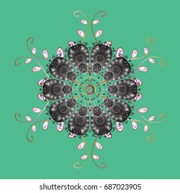 Flat design with abstract snowflakes isolated on colors background. Vector illustration. Snowflakes pattern. Vector snowflakes background. Snowflake colorful pattern.