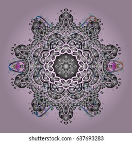 Flat design with abstract snowflakes isolated on colorful background. Snowflakes background. Snowflakes pattern. Snowflake ornamental pattern. Vector illustration.