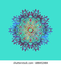 Flat design with abstract snowflakes isolated on colors background. Snowflakes pattern. Snowflake colorful pattern. Vector snowflakes background. Vector illustration.