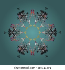 Flat design with abstract snowflakes isolated on colors background. Snowflake colorful pattern. Snowflakes pattern. Vector illustration. Vector snowflakes background.