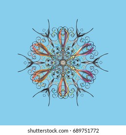 Flat design with abstract snowflakes isolated on colors background. Snowflake colorful pattern. Vector illustration. Vector snowflakes background. Snowflakes pattern.