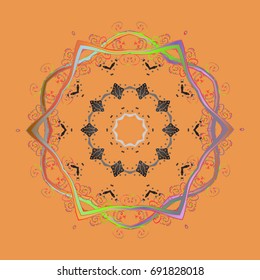 Flat design with abstract snowflakes isolated on colorful background. Vector illustration. Snowflake ornamental pattern. Snowflakes pattern. Snowflakes background.