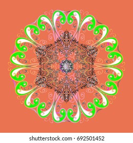 Flat design with abstract snowflakes isolated on colors background. Snowflakes pattern. Snowflake colorful pattern. 