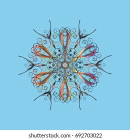 Flat design with abstract snowflakes isolated on colors background. Snowflake colorful pattern. Vector illustration. Vector snowflakes background. Snowflakes pattern.