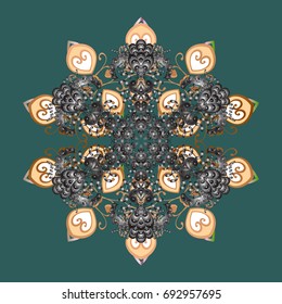 Flat design with abstract snowflakes isolated on colors background. Vector snowflakes background. Snowflake colorful pattern. Vector illustration. 