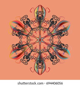 Flat design with abstract snowflakes isolated on colors background. Snowflake colorful pattern. Snowflakes pattern. Vector illustration. Vector snowflakes background.