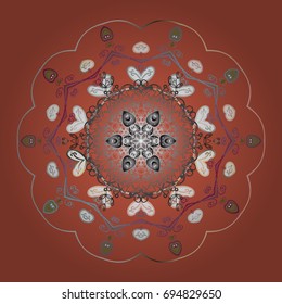 Flat design with abstract snowflakes isolated on colors background. Snowflake colorful pattern. Snowflakes pattern. Vector illustration. Vector snowflakes background.