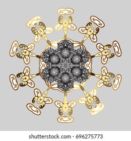 Flat design with abstract snowflakes isolated on colors background. Snowflake colorful pattern. Vector snowflakes background. Snowflakes pattern. Vector illustration.