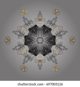 Flat design with abstract snowflakes isolated on gray background. Snowflake ornamental pattern. Snowflakes background. Snowflakes pattern. Vector illustration.