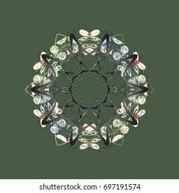 Flat design with abstract snowflakes isolated on colors background. Vector snowflakes background. Vector illustration. Snowflakes pattern. Snowflake colorful pattern.