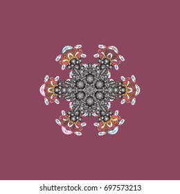Flat design with abstract snowflakes isolated on colors background. Vector illustration. Snowflakes pattern. Vector snowflakes background. Snowflake colorful pattern.