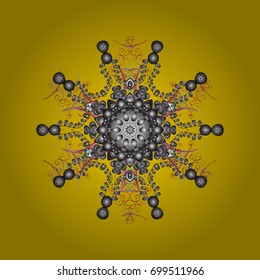 Flat design with abstract snowflakes isolated on colorful background. Vector illustration. Snowflakes background. Snowflake ornamental pattern. Snowflakes pattern.