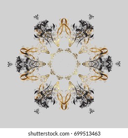 Flat design with abstract snowflakes isolated on colors background. Vector illustration. 