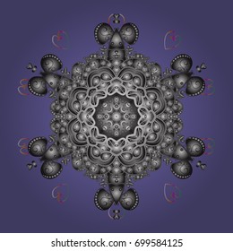 Flat design with abstract snowflakes isolated on colors background. Vector illustration. Snowflake colorful pattern. Snowflakes pattern. Vector snowflakes background.
