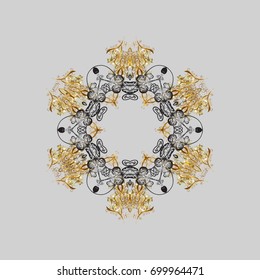 Flat design with abstract snowflakes isolated on colors background. Snowflake colorful pattern. Vector snowflakes background. Snowflakes pattern. Vector illustration.