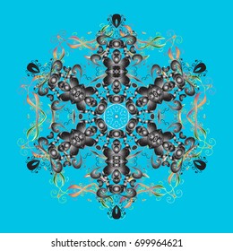 Flat design with abstract snowflakes isolated on colors background. Vector snowflakes background. Vector illustration. Snowflakes pattern. Snowflake colorful pattern.