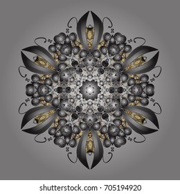 Flat design with abstract snowflakes isolated on colors background. Vector illustration. 
