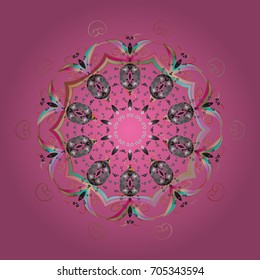 Flat design with abstract snowflakes isolated on colorful background. Snowflakes pattern. Snowflakes background. Vector illustration. Snowflake ornamental pattern.