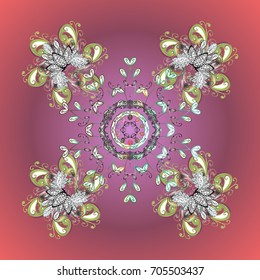 Flat design with abstract snowflakes isolated on colors background. Snowflake colorful pattern. Vector snowflakes background. Snowflakes pattern. Vector illustration.