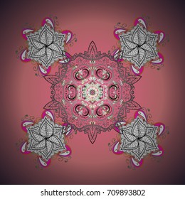 Flat design with abstract snowflakes isolated on colors background. Snowflakes pattern. Vector illustration. Snowflake colorful pattern. Vector snowflakes background.