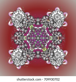 Flat design with abstract snowflakes isolated on colored background. 