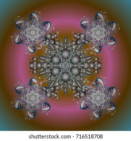 Flat design with abstract snowflakes isolated on background. Snowflake ornamental pattern.