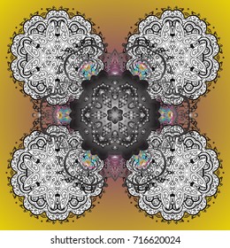 Flat design with abstract snowflakes isolated on colors background. Vector snowflakes background. Vector illustration. 