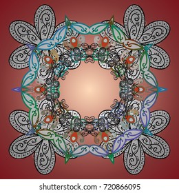 Flat design with abstract snowflakes isolated on colors background. Vector illustration. Snowflakes pattern. Vector snowflakes background. Snowflake colorful pattern.