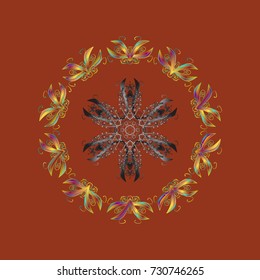 Flat design with abstract snowflakes isolated on background. Snowflake ornamental pattern. Snowflakes pattern. Vector illustration. Snowflakes background.