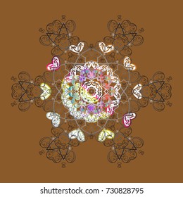 Flat design with abstract snowflakes isolated on background. Vector illustration. Snowflakes background. Snowflake ornamental pattern. Snowflakes pattern.