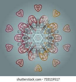 Flat design with abstract snowflakes isolated on colors background. Snowflake colorful pattern. Vector illustration. Vector snowflakes background. Snowflakes pattern.