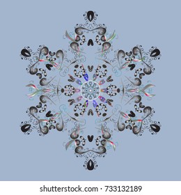 Flat design with abstract snowflakes isolated on colors background. Snowflakes pattern. Vector illustration. Snowflake colorful pattern. Vector snowflakes background.
