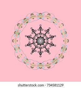Flat design with abstract snowflakes isolated on background. Snowflake ornamental pattern. Snowflakes pattern. Vector illustration. Snowflakes background.