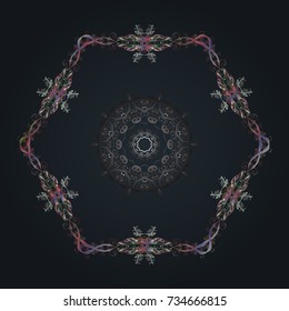 Flat design with abstract snowflakes isolated on colors background. Snowflake colorful pattern. Vector illustration. Vector snowflakes background. Snowflakes pattern.