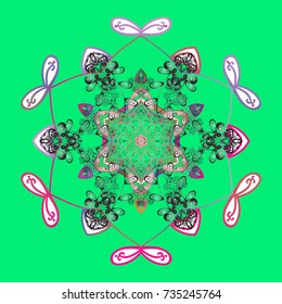 Flat design with abstract snowflakes isolated on background. Vector illustration. Snowflakes pattern. Snowflakes background. Snowflake ornamental pattern.
