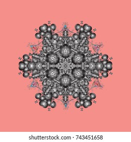 Flat design with abstract snowflakes isolated on colors background. Snowflakes pattern. Vector illustration. Snowflake colorful pattern. Vector snowflakes background.