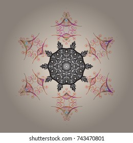 Flat design with abstract snowflakes isolated on background. Snowflakes background. Snowflakes pattern. Snowflake ornamental pattern. Vector illustration.