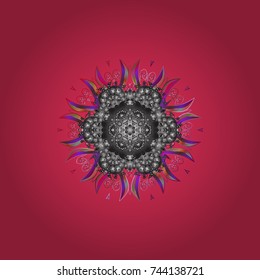 Flat design with abstract snowflakes isolated on colors background. Snowflake colorful pattern. Snowflakes pattern. Vector illustration. Vector snowflakes background.