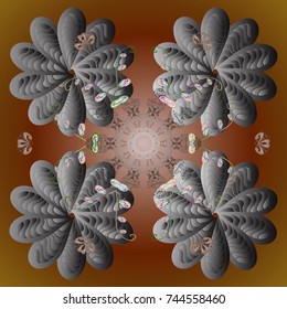 Flat design with abstract snowflakes isolated on colors background. Snowflake colorful pattern. Snowflakes pattern. Vector illustration. Vector snowflakes background.