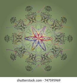 Flat design with abstract snowflakes isolated on background. Snowflakes pattern. Snowflakes background. Vector illustration. Snowflake ornamental pattern.
