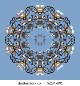 Flat design with abstract snowflakes isolated on colors background. Vector illustration. Snowflake colorful pattern. Snowflakes pattern. Vector snowflakes background.